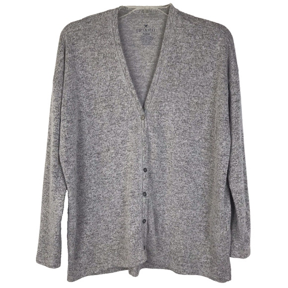 American Eagle Soft & Sexy Plush Cardigan Button Up Sweater Gray Marled Sz Small - Picture 1 of 7